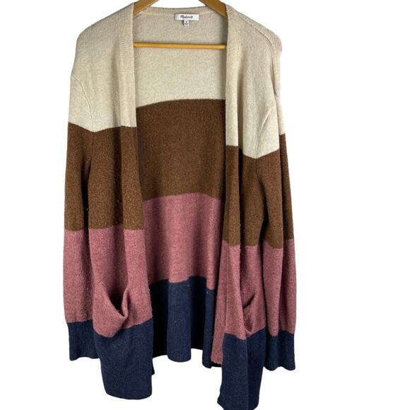 Madewell‎ Stripe Print Cozy Short Walker Cardigan Sweater Size Medium - Picture 2 of 10